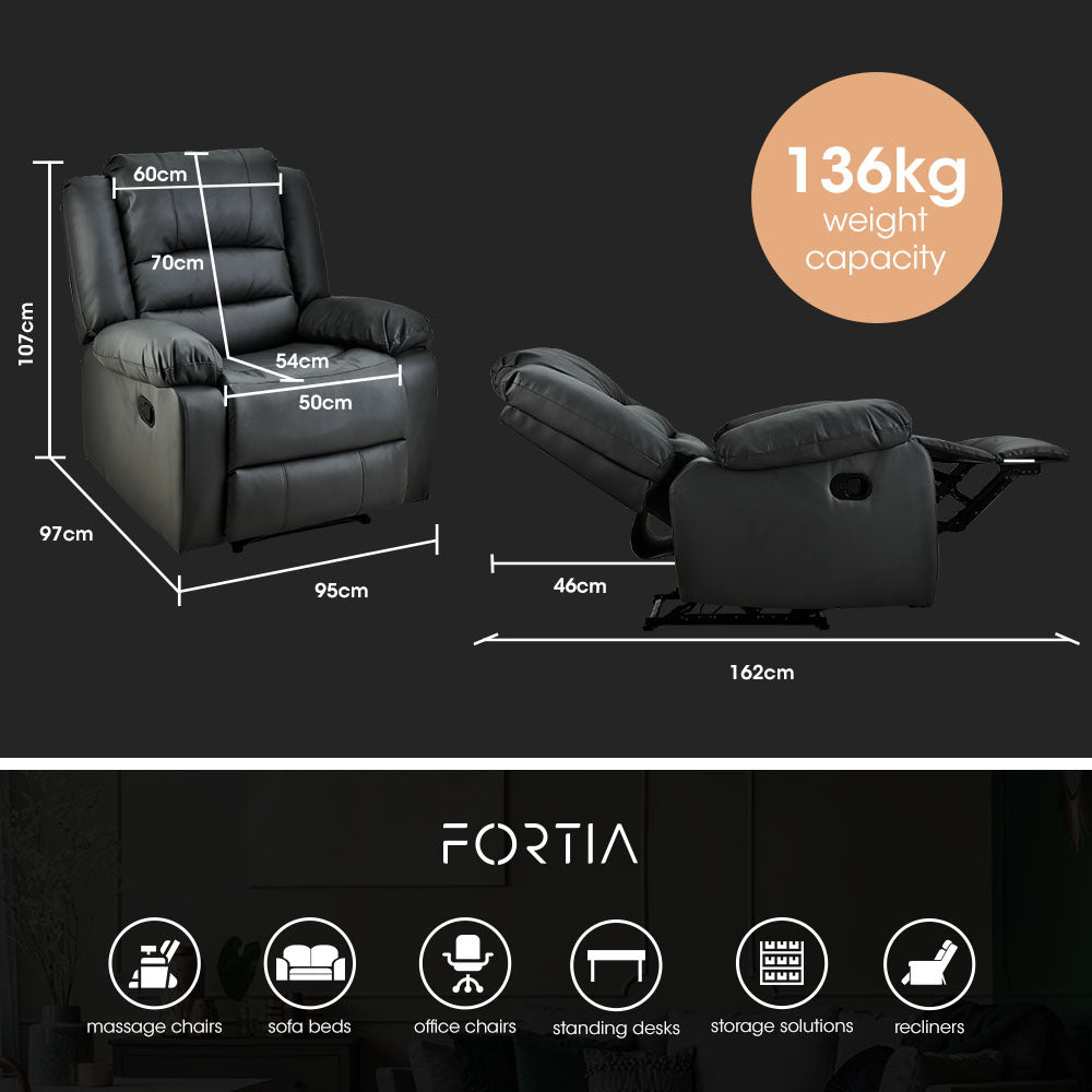 Luxury Recliner Lounge Chair - Faux Leather Armchair for Home Theatre