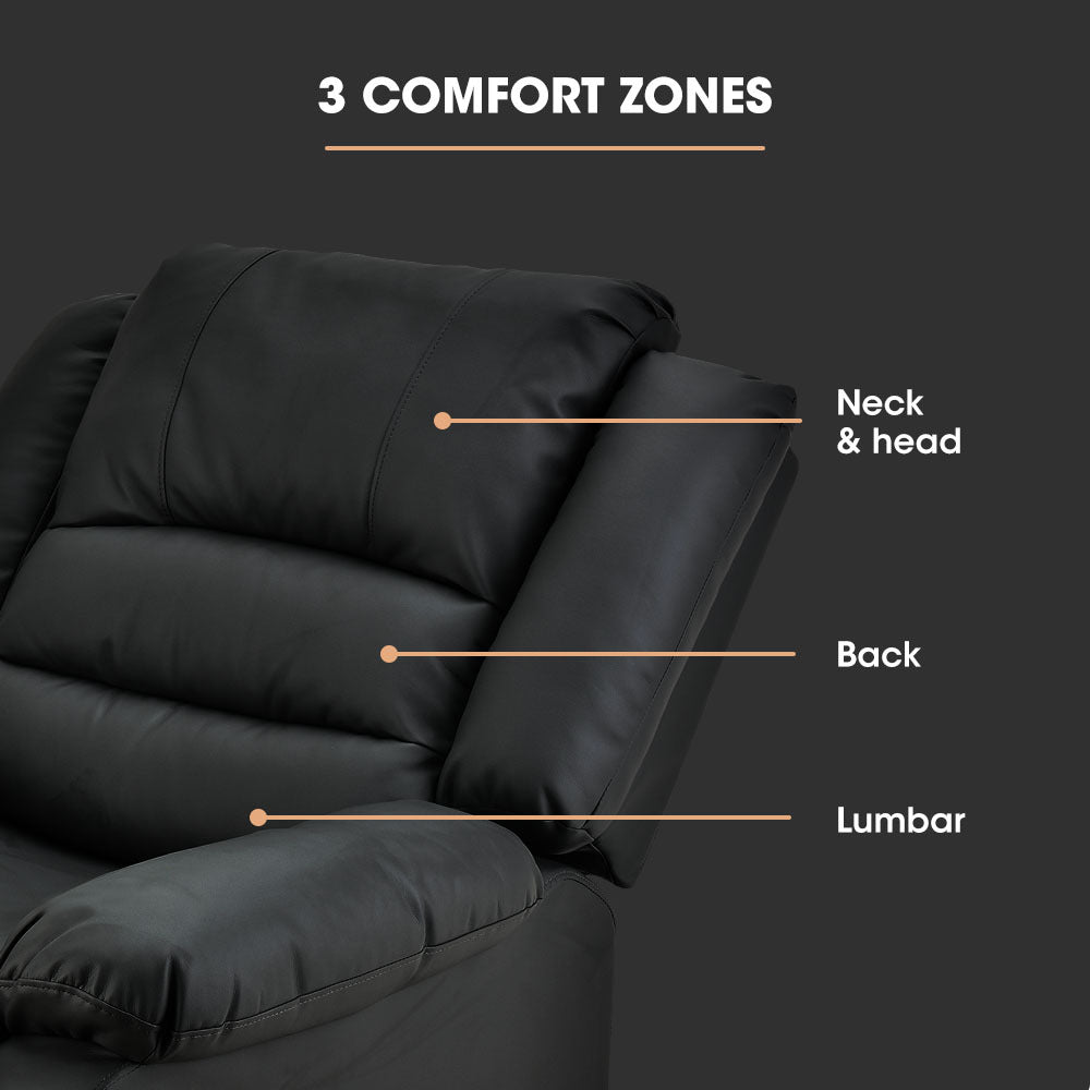 Luxury Recliner Lounge Chair - Faux Leather Armchair for Home Theatre