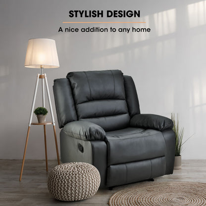 Luxury Recliner Lounge Chair - Faux Leather Armchair for Home Theatre