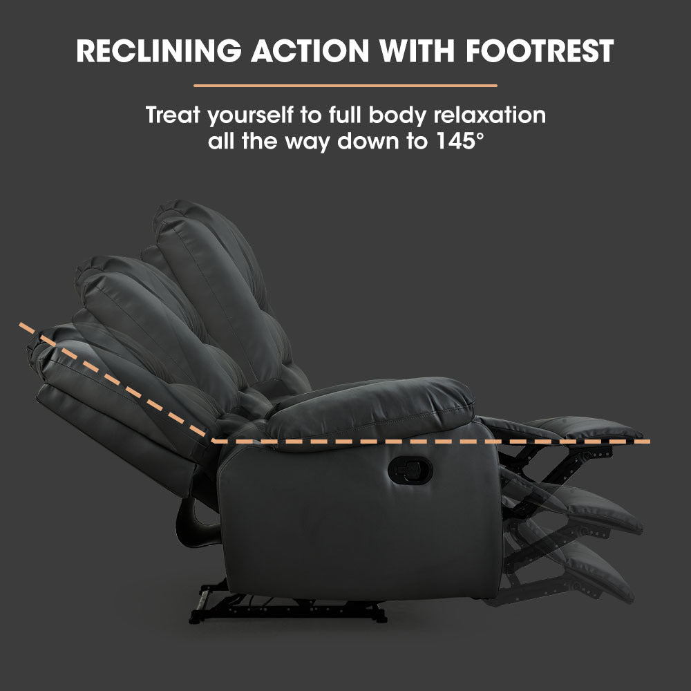 Luxury Recliner Lounge Chair - Faux Leather Armchair for Home Theatre