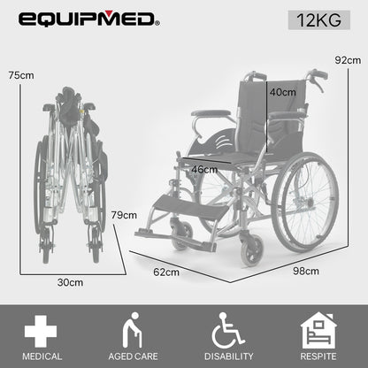 SmartLine 0.5m Folding Wheelchair, 100kg Capacity, Lightweight and Compact