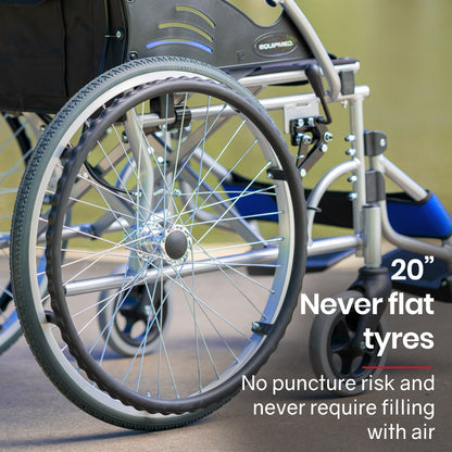 Folding Aluminium Wheelchair, 0.5m Wheels, 100kg Capacity, Lightweight & Blue