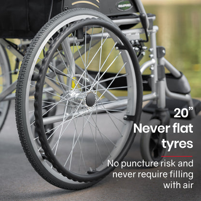 SmartLine Lightweight Folding Wheelchair, 0.5m Wheels, 100kg Capacity, Grey/Black
