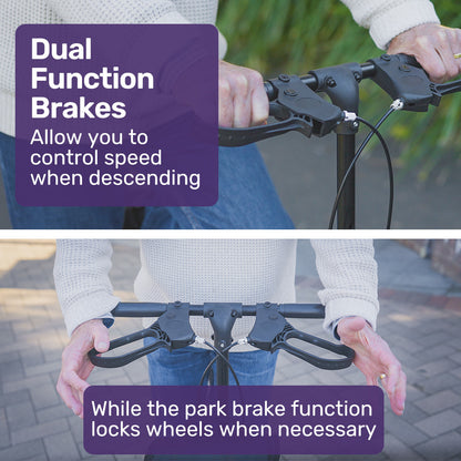 Adjustable Knee Scooter Walker with Dual Brakes, 0.2m Wheels, and Storage Bag