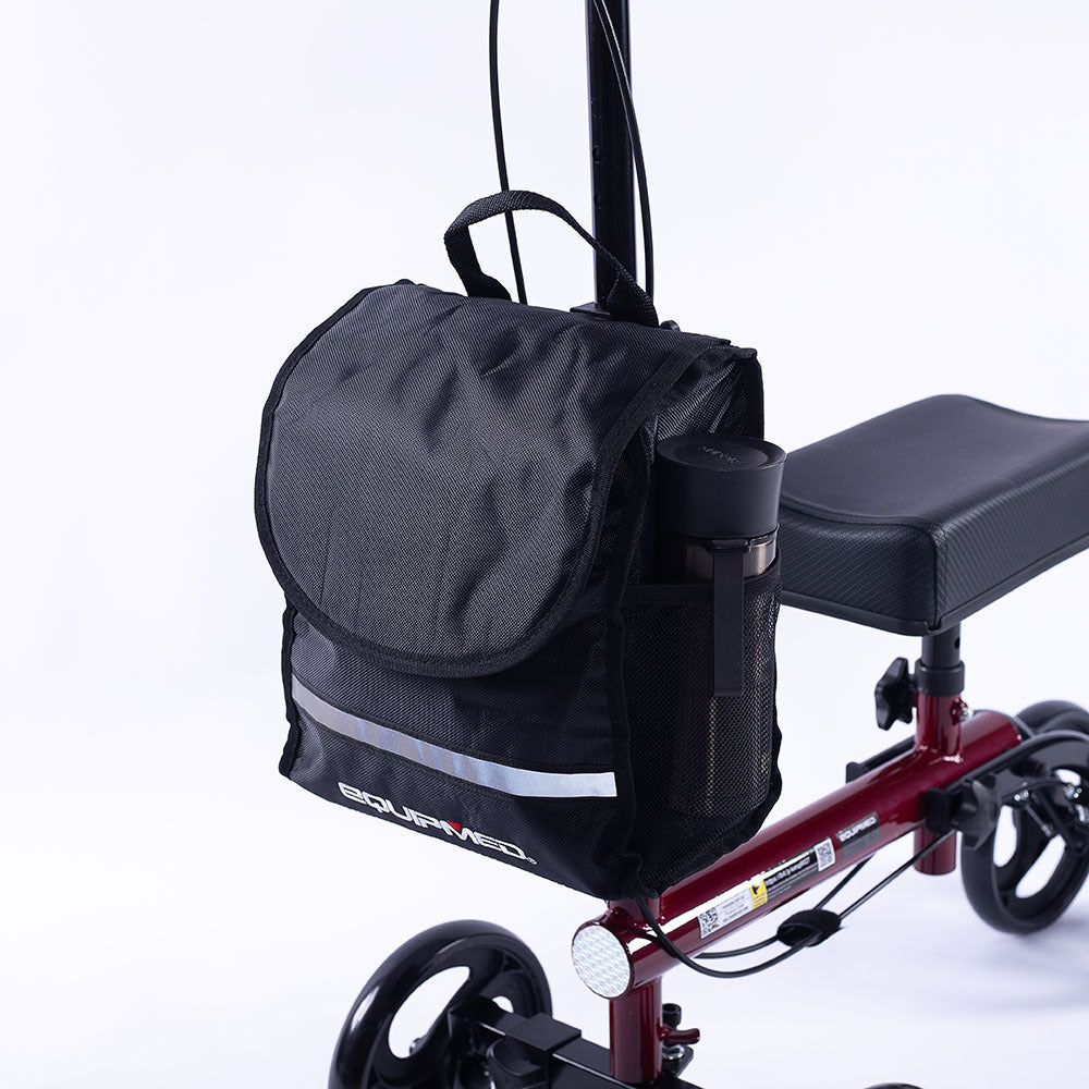 Adjustable Knee Scooter Walker with Dual Brakes and Bag, Supports Up to 136kg