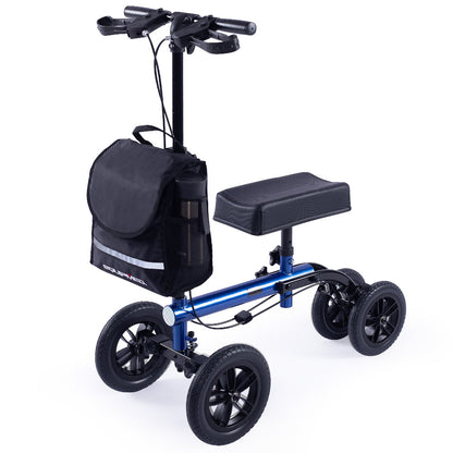 Knee Scooter Walker with Dual Brakes, 0.25m Tyres, Bag, and Foldable Design