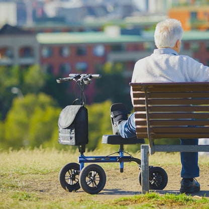 Knee Scooter Walker with Dual Brakes, 0.25m Tyres, Bag, and Foldable Design