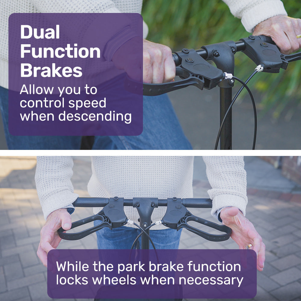 Knee Scooter Walker with Dual Brakes, 0.25m Tyres, Bag, and Foldable Design