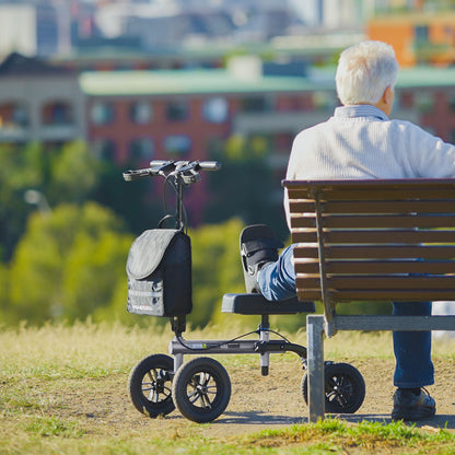 Titanium Knee Scooter Walker with Dual Brakes and Bag - 0.25m Tyres, 136kg Capacity