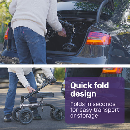 Titanium Knee Scooter Walker with Dual Brakes and Bag - 0.25m Tyres, 136kg Capacity