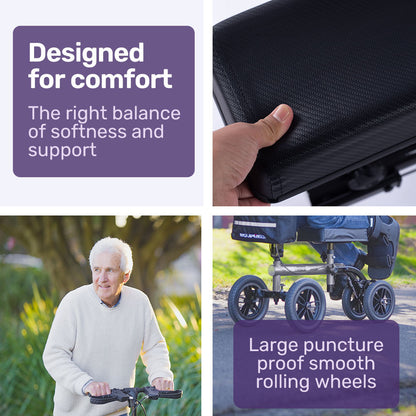 Titanium Knee Scooter Walker with Dual Brakes and Bag - 0.25m Tyres, 136kg Capacity