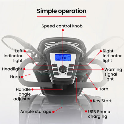 Extra Large Electric Mobility Scooter for Elderly - 180kg Capacity, 30km Range