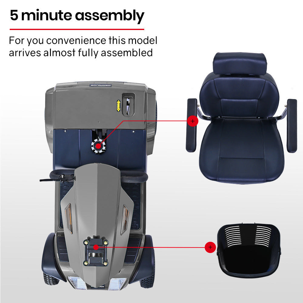 Extra Large Electric Mobility Scooter for Elderly - 180kg Capacity, 30km Range