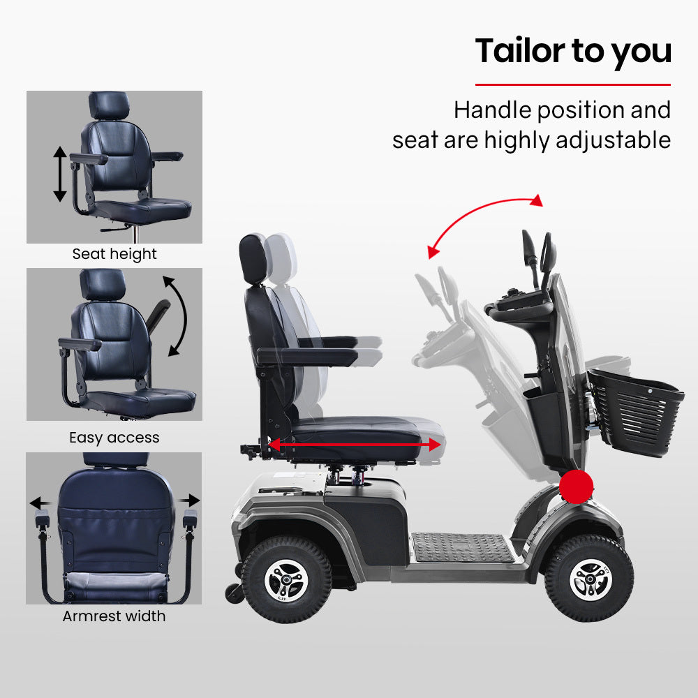 Extra Large Electric Mobility Scooter for Elderly - 180kg Capacity, 30km Range