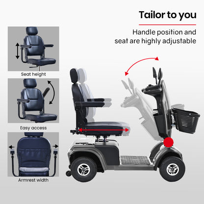 Extra Large Electric Mobility Scooter for Elderly - 180kg Capacity, 30km Range