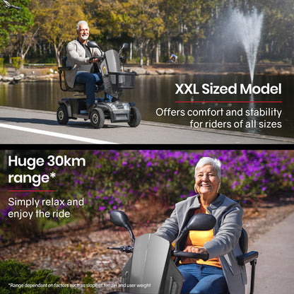 Extra Large Electric Mobility Scooter for Elderly - 180kg Capacity, 30km Range