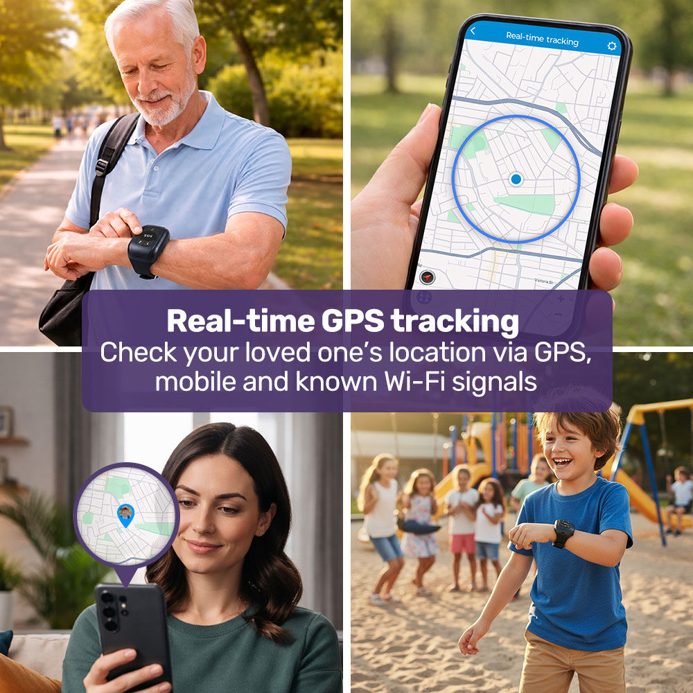 GPS Fall Detection Emergency Bracelet with SOS Button, for Seniors, 2 Way Calling, Location Tracking, Speed Dial, iPhone and Android Compatible