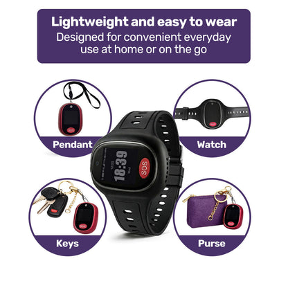 Fall Detection Alarm Watch/Pendant with GPS and SOS Emergency Button, for Seniors, Location Tracking, 2-Way Calling, iPhone and Android Compatible