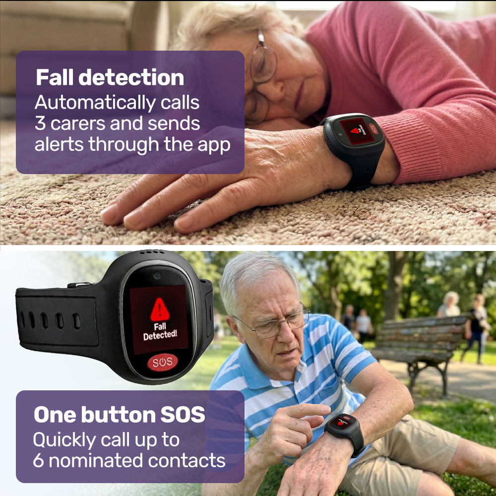 Fall Detection Alarm Watch/Pendant with GPS and SOS Emergency Button, for Seniors, Location Tracking, 2-Way Calling, iPhone and Android Compatible