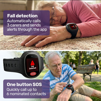 Fall Detection Alarm Watch/Pendant with GPS and SOS Emergency Button, for Seniors, Location Tracking, 2-Way Calling, iPhone and Android Compatible