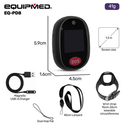 4G GPS Mobile Emergency Pendant/Bracelet with Touch Screen, Black, for Seniors, Location Tracking, 2-Way Calling, iPhone and Android Compatible, Black