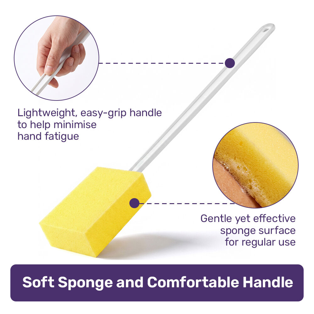 Long Handled Bath Sponge, Bathing and Shower Aid for Elderly & Limited Mobility