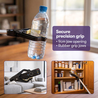 87cm Long Reach Grabber Reacher Aid, Deluxe Magnetic Pick Tip, Key Hook, Lockable Nonslip Rubber Jaws, Lightweight Alloy, Easy Reach Disability Aid