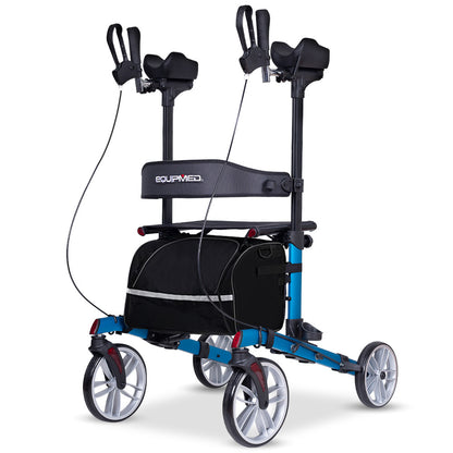 Upright Rollator Walker with Adjustable Armrests & Seat, Supports Up to 136kg