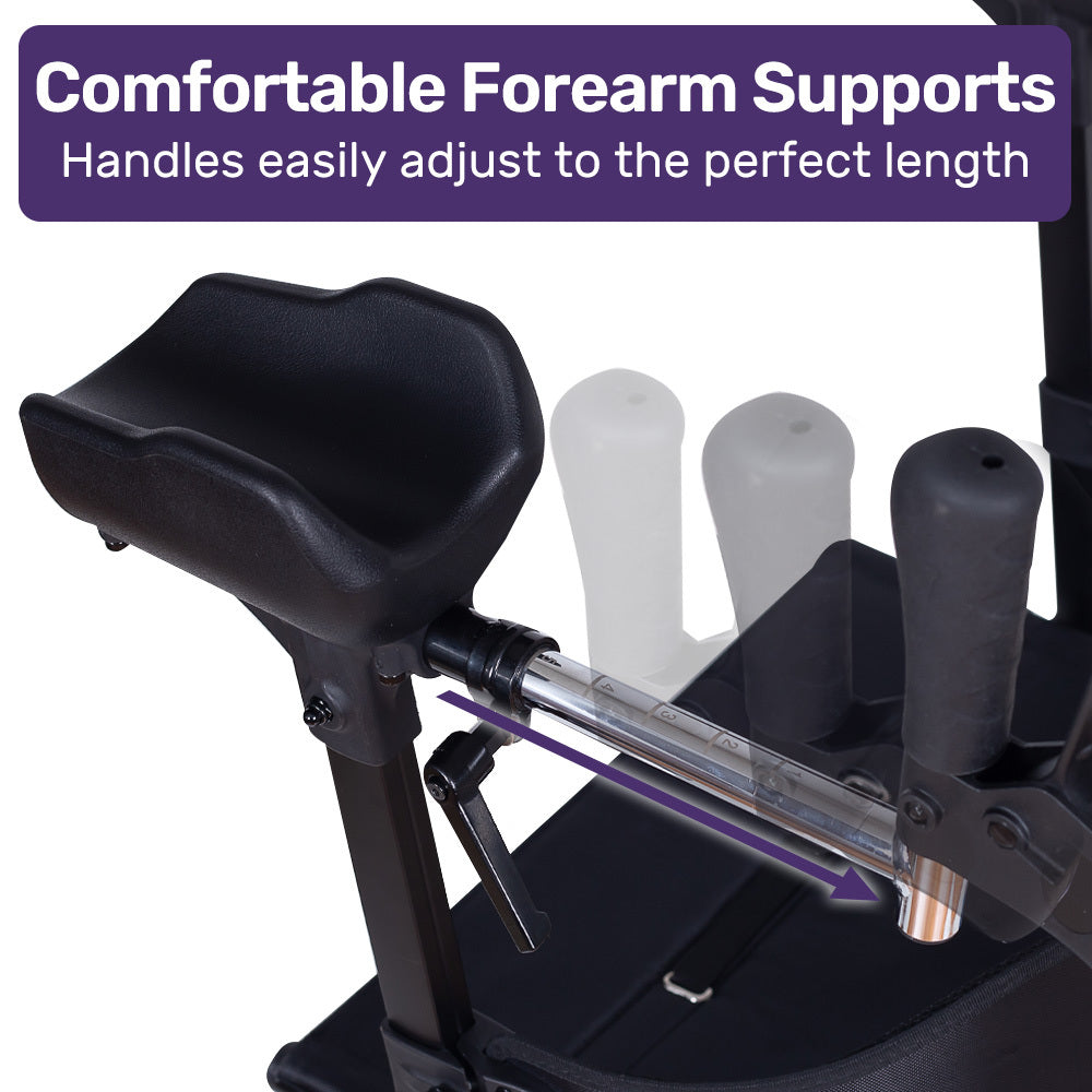 Upright Rollator Walker with Adjustable Armrests & Seat, Supports Up to 136kg