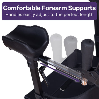 Upright Rollator Walker with Adjustable Armrests & Seat, Supports Up to 136kg