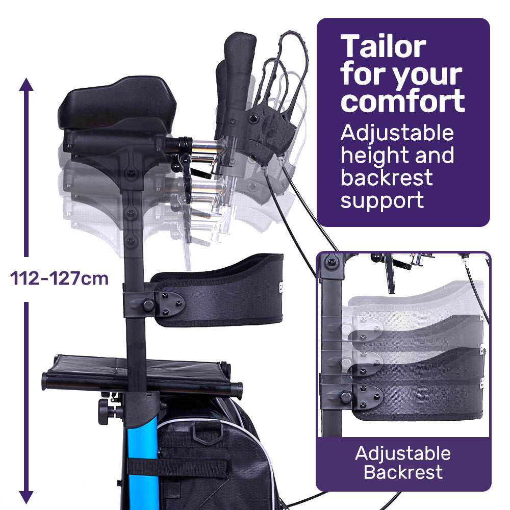Upright Rollator Walker with Adjustable Armrests & Seat, Supports Up to 136kg