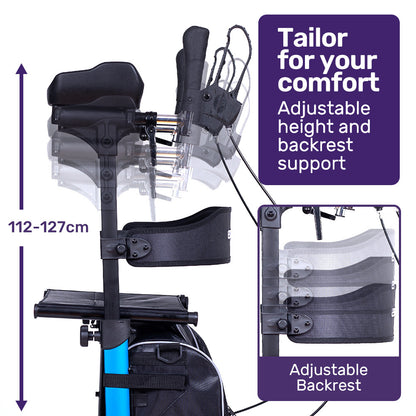 Upright Rollator Walker with Adjustable Armrests & Seat, Supports Up to 136kg