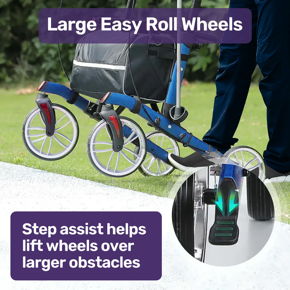 Upright Rollator Walker with Adjustable Armrests & Seat, Supports Up to 136kg