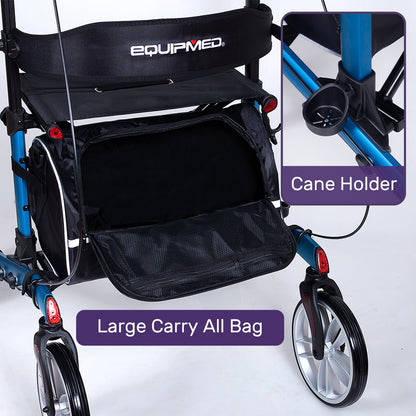 Upright Rollator Walker with Adjustable Armrests & Seat, Supports Up to 136kg
