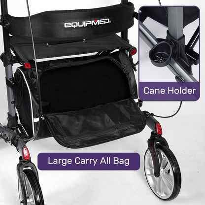 Upright Rollator Walker with Adjustable Forearm Supports and Seat, Grey
