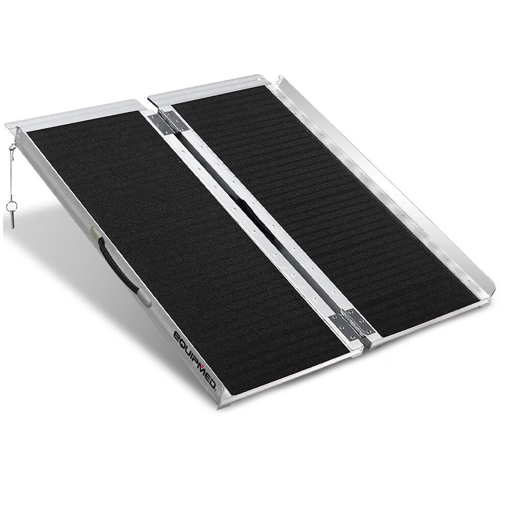 91cm Portable Folding Aluminium Access Ramp, 272kg Capacity, Non-Slip Surface