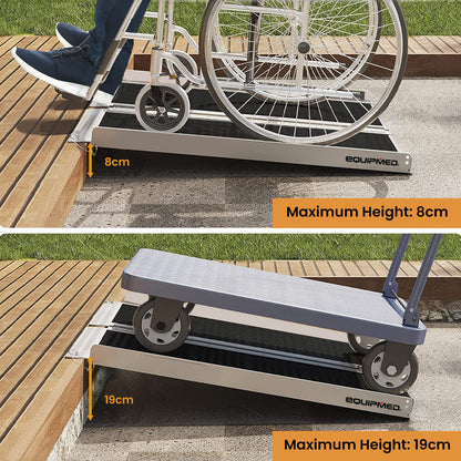 91cm Portable Folding Aluminium Access Ramp, 272kg Capacity, Non-Slip Surface