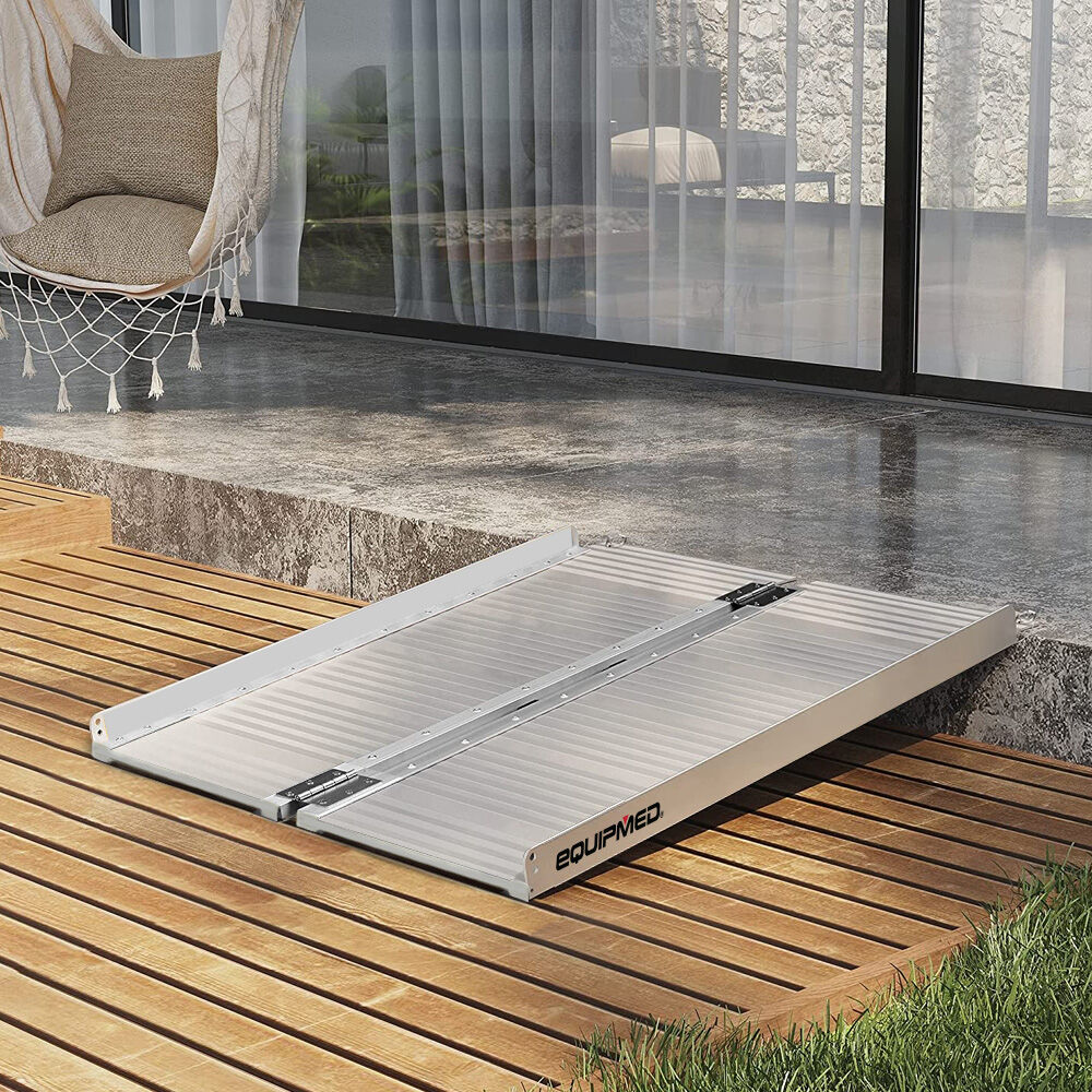 91cm Portable Folding Aluminum Access Ramp, 272kg Capacity for Wheelchairs