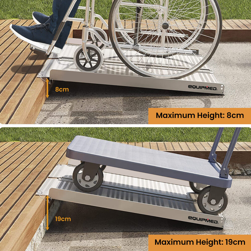 91cm Portable Folding Aluminum Access Ramp, 272kg Capacity for Wheelchairs