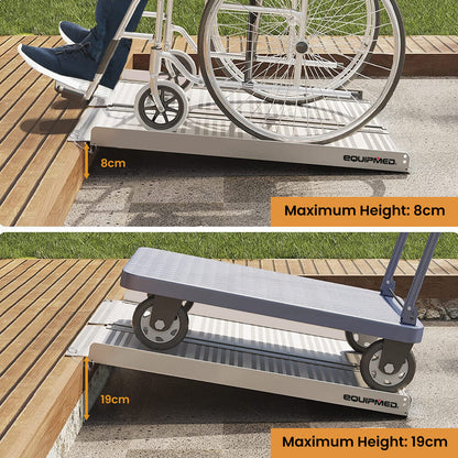 91cm Portable Folding Aluminum Access Ramp, 272kg Capacity for Wheelchairs