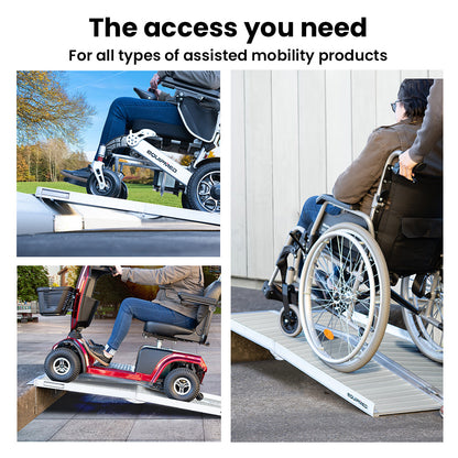 123cm Portable Folding Aluminium Access Ramp, 272kg Capacity, Non-Slip Design