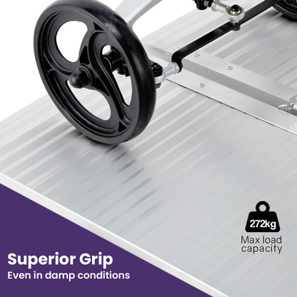 123cm Portable Folding Aluminium Access Ramp, 272kg Capacity, Non-Slip Design