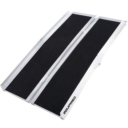 123cm Portable Folding Aluminum Access Ramp, 272kg Capacity, Non-Slip Surface