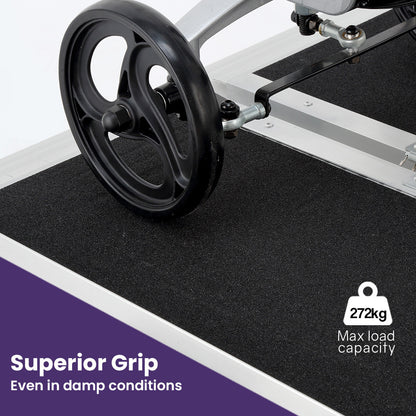 123cm Portable Folding Aluminum Access Ramp, 272kg Capacity, Non-Slip Surface