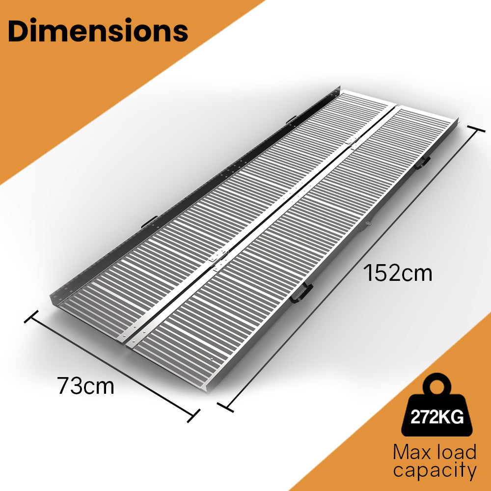 152cm Portable Aluminium Folding Ramp for Wheelchairs & Scooters, 272kg Capacity