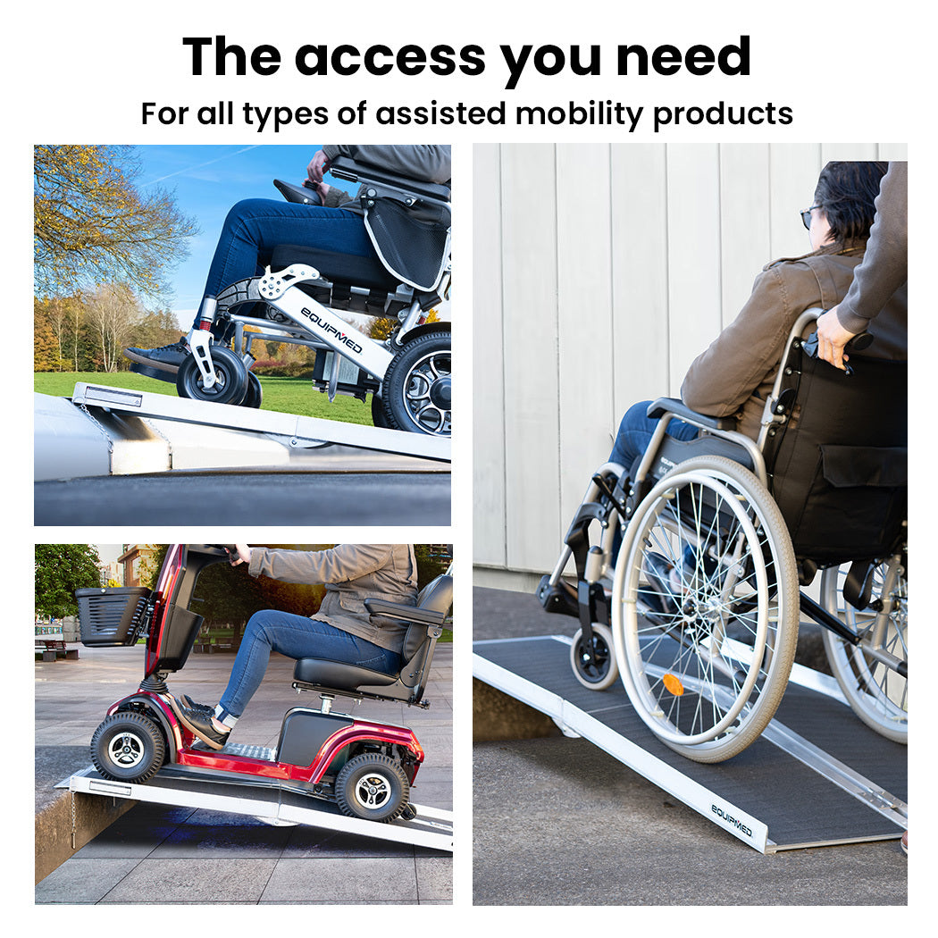 152cm Portable Aluminium Access Ramp, 273kg Capacity, Non-Slip Folding Design