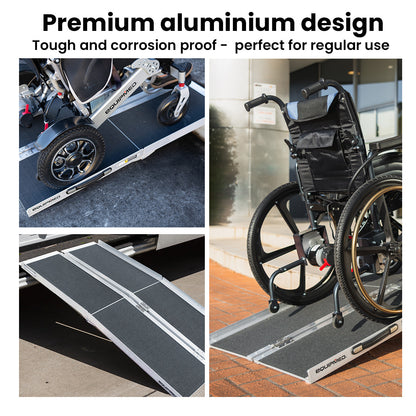 152cm Portable Aluminium Access Ramp, 273kg Capacity, Non-Slip Folding Design