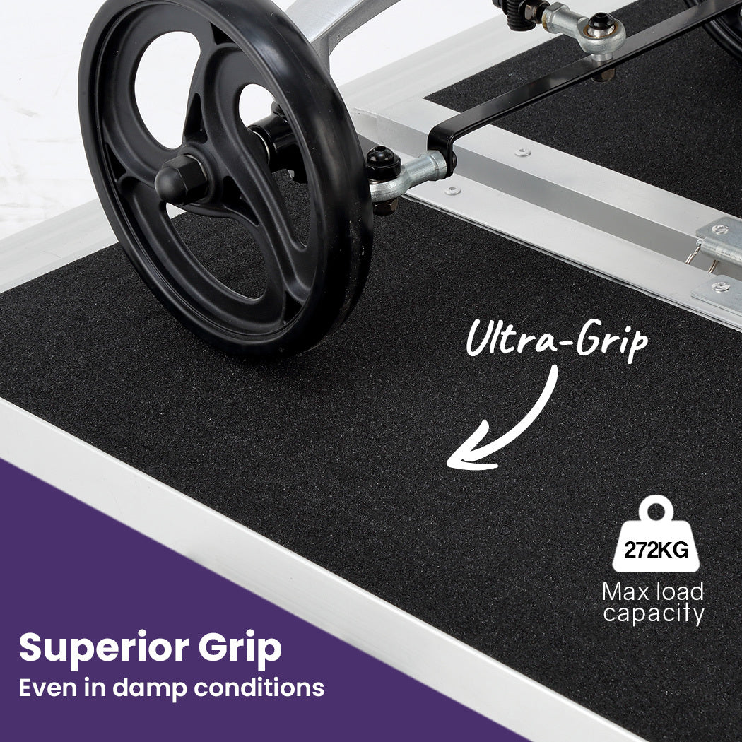 152cm Portable Aluminium Access Ramp, 273kg Capacity, Non-Slip Folding Design