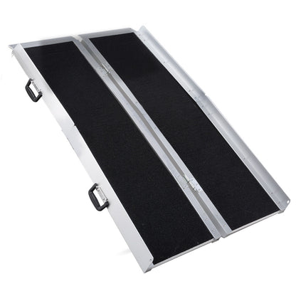 182cm Portable Folding Aluminium Access Ramp with 272kg Capacity, Non-Slip Surface