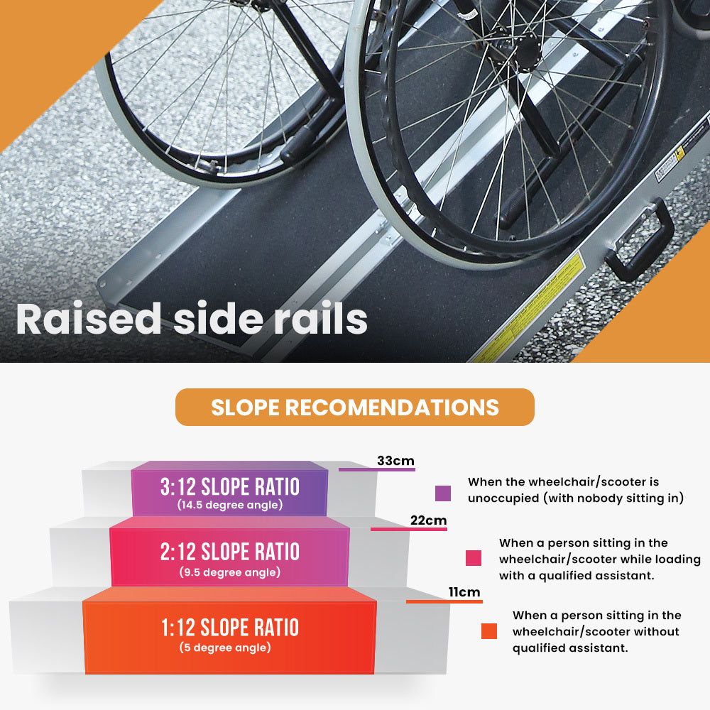 182cm Portable Folding Aluminium Access Ramp with 272kg Capacity, Non-Slip Surface